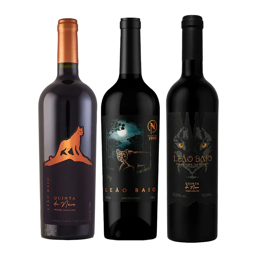 0 - Trilogia Le�o Baio Quinta da Neve 3gfs 750ml Vinho Brasileiro + Caixa de Madeira